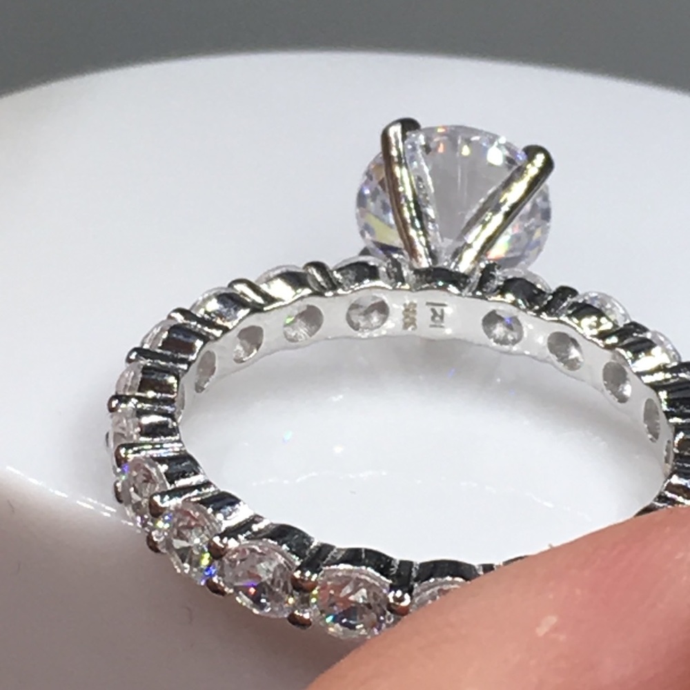 14k white gold ring set 5ct diamond engagement - Picture 6 of 8